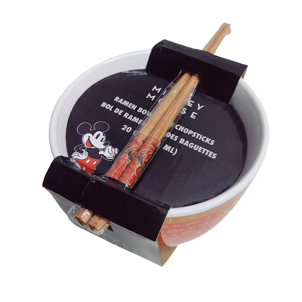 Disney Ceramic Ramen Bowl Set‎ Mickey Mouse Wild Wok Matching Chopsticks New
